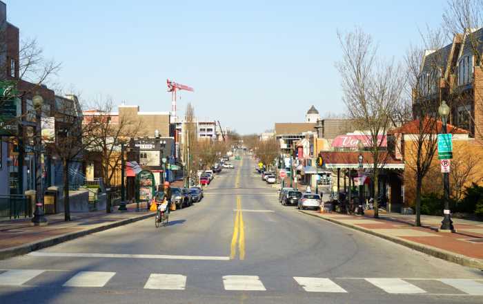 Kirkwood Street in Bloomington, filled with many shops and restaurants to visit