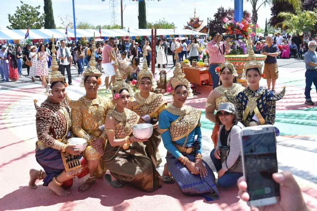 Cambodian classical dancers Cambodian New Year Stockton Cambodian Buddhist Temple