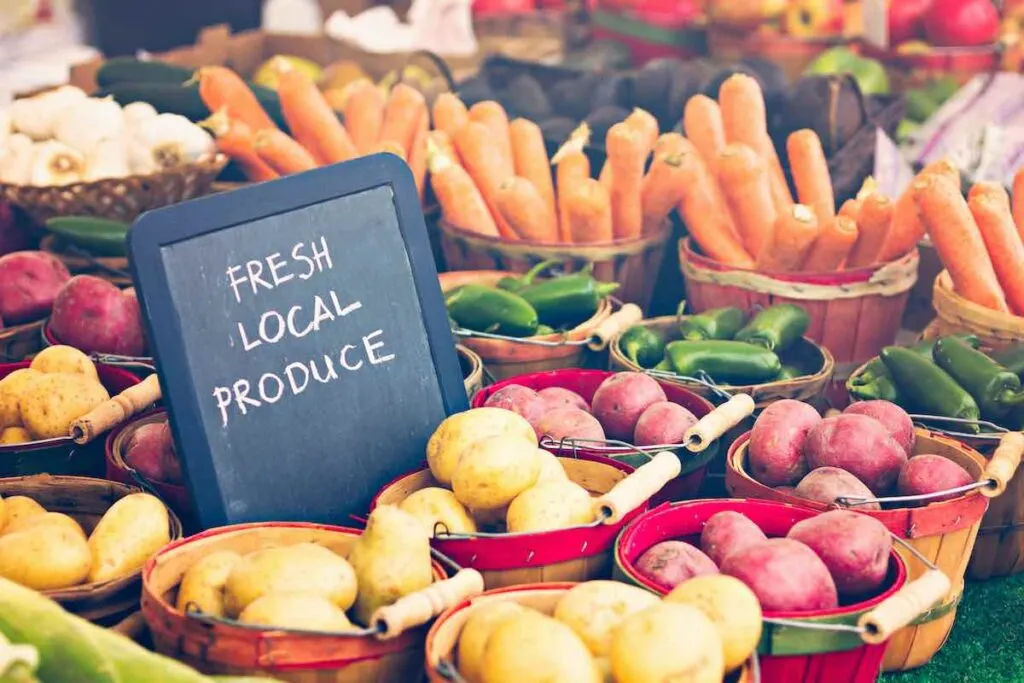 Fresh produce on sale at the local farmers market