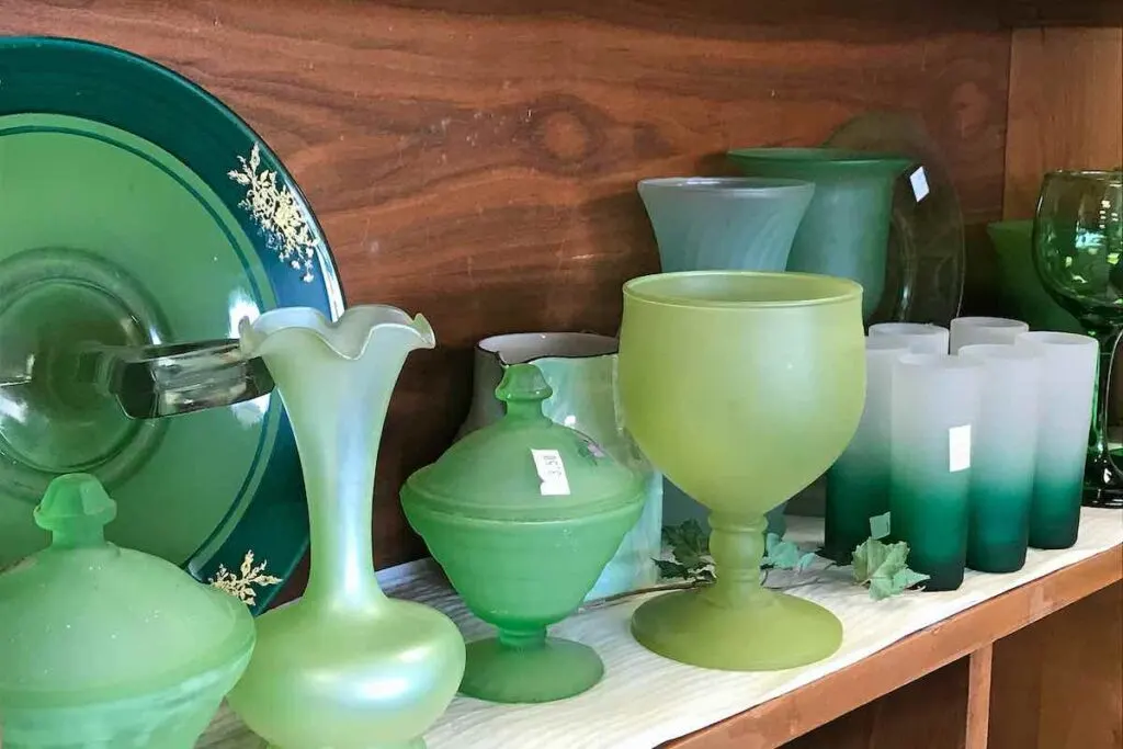 green glassware dishes