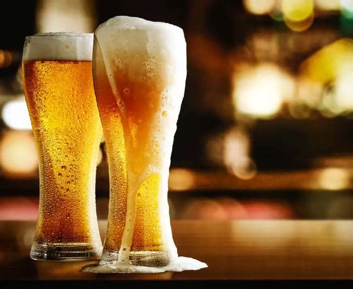 Light-colored beer in two glasses