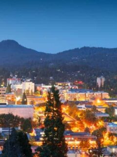View of Eugene, Oregon in the evening.