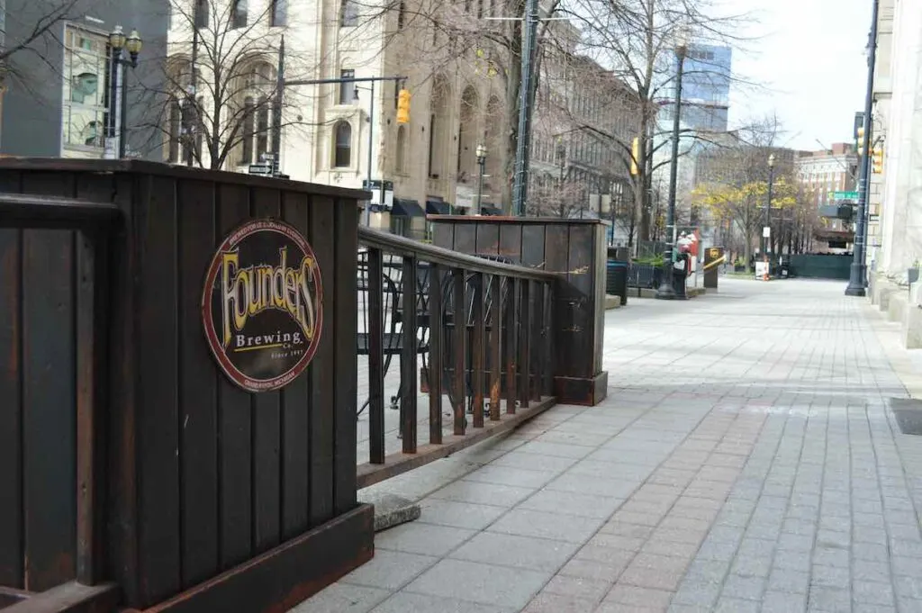 Founders brewery sign near a outside patio