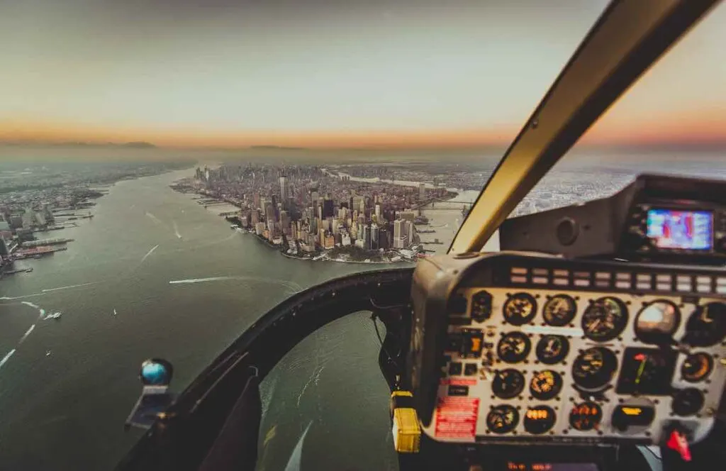 View of NY landmarks from helicopter tour