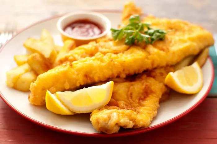 fish and chips on a plate