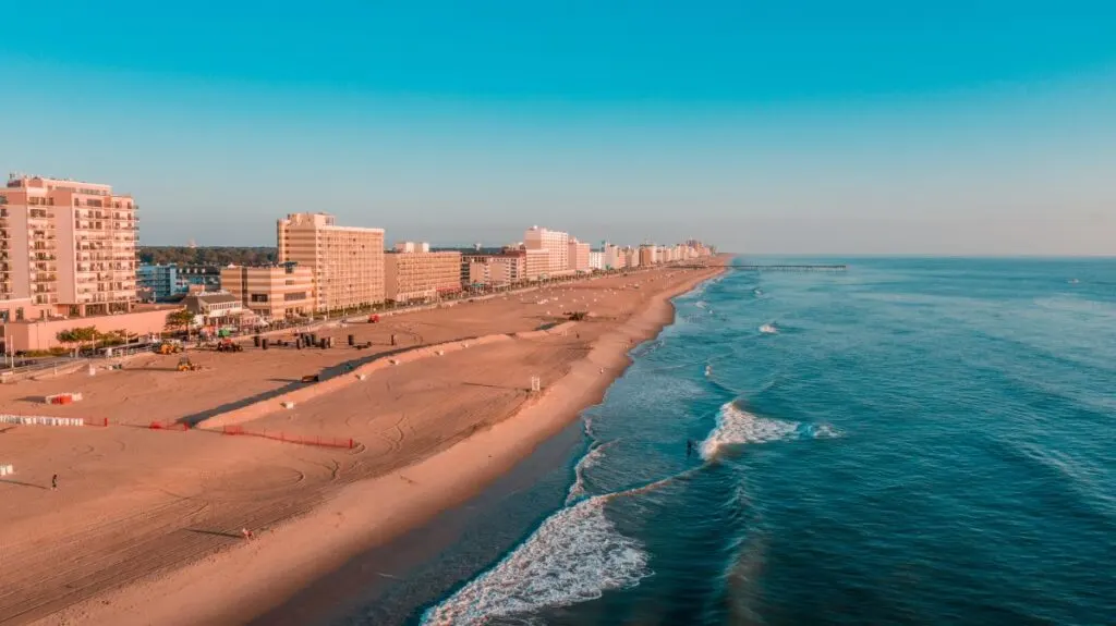 A view of Virginia Beach, possibly one of the best beaches in Virginia.