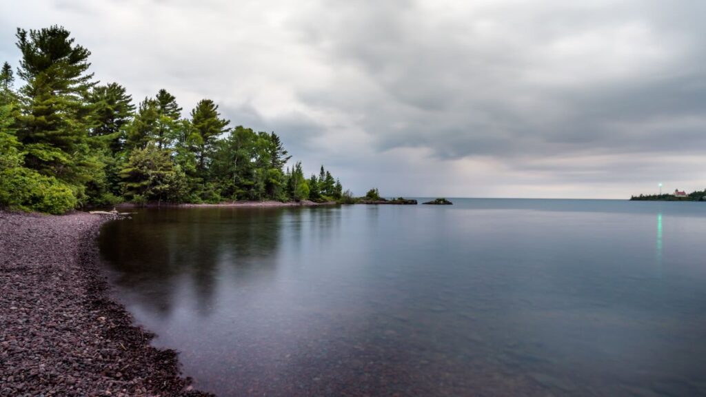 A cloudy day at Copper Harbor at Fort Wilkins State Park