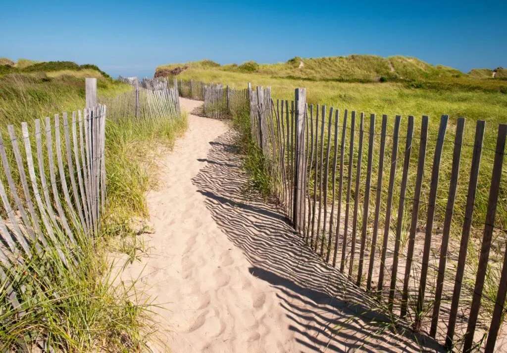 A sand path to Crescent Beach, one of the best beaches in Rhode Island.