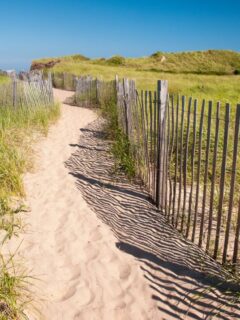 A sand path to Crescent Beach, one of the best beaches in Rhode Island.