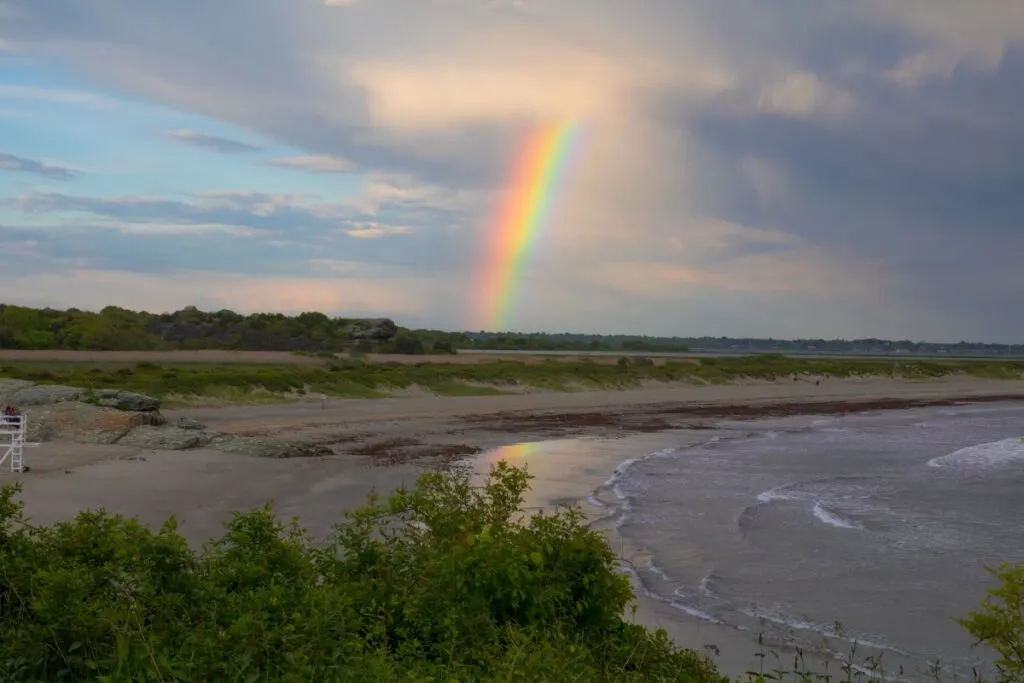 A rainbow over Sachuest Beach.