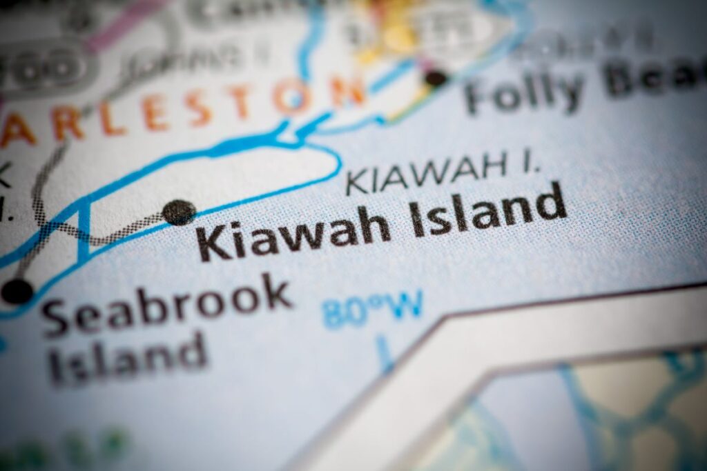 Kiawah Island, South Carolina on a map.