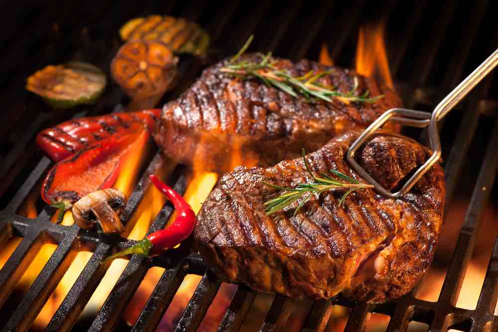 steaks on the grill